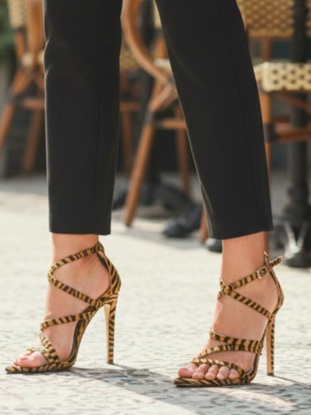 Zebra Print Strappy Stiletto High Heels With Adjustable Buckle Closure Bold Desi